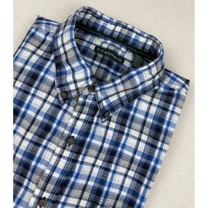 G.H. Bass & Co. Men's Short Sleeve Shirt XL Blue White Hiking Outdoors Button Up